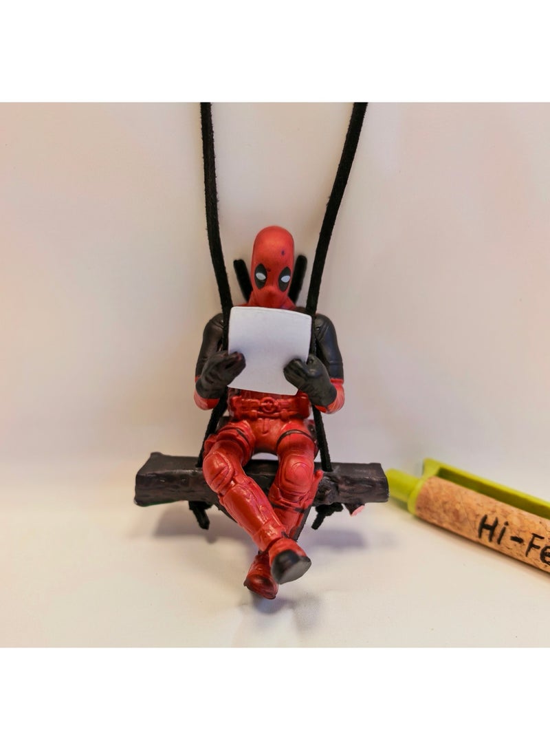 ديدبول قلادة سيارة ديدبول، زينة لمرآة الرؤية الخلفية، إكسسوار معلق لمرآة الرؤية الخلفية، ديكور معلق ممتع للمكتب والمنزل، ديكور منظر طبيعي مصغر، هدية عيد ميلاد رومانسية - Image 2